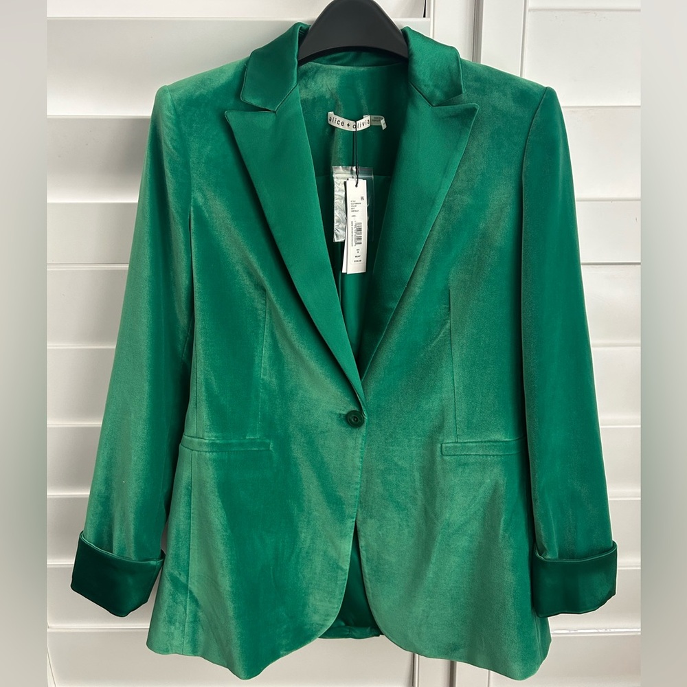 Alice + Olivia Emerald Velvet Blazer